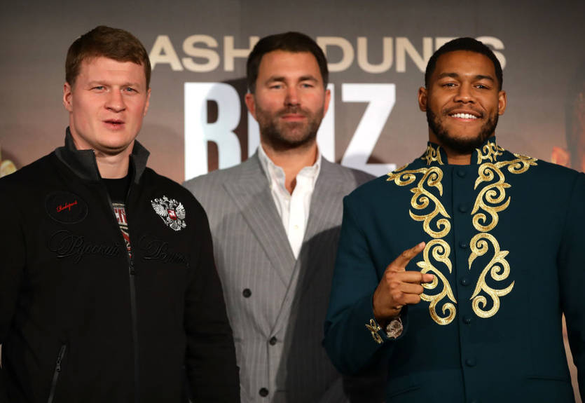 Поветкин и Хантер провели дуэль взглядов Поветкин и Хантер провели дуэль взглядов