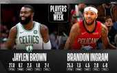 Джейлен Браун и Брэндон Ингрэм – лучшие игроки недели в НБА Джейлен Браун и Брэндон Ингрэм – лучшие игроки недели в НБА