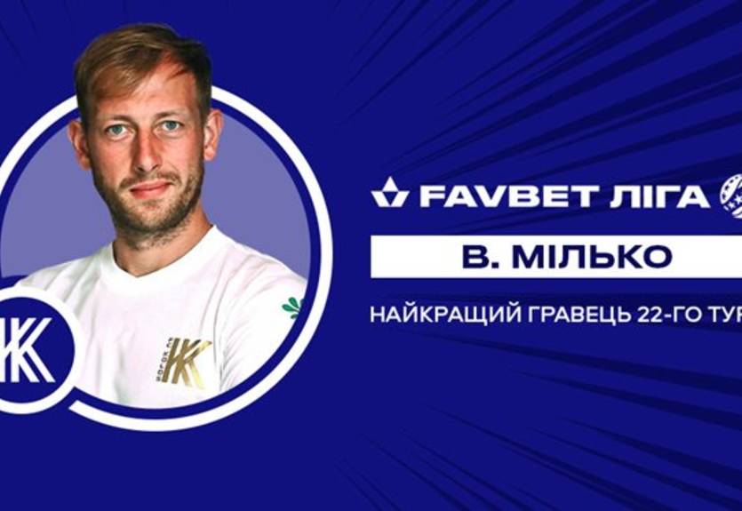 Милько - лучший футболист 22-го тура УПЛ