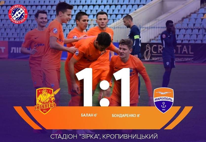 Ингулец - Мариуполь 1:1 видео голов и обзор матча чемпионата Украины