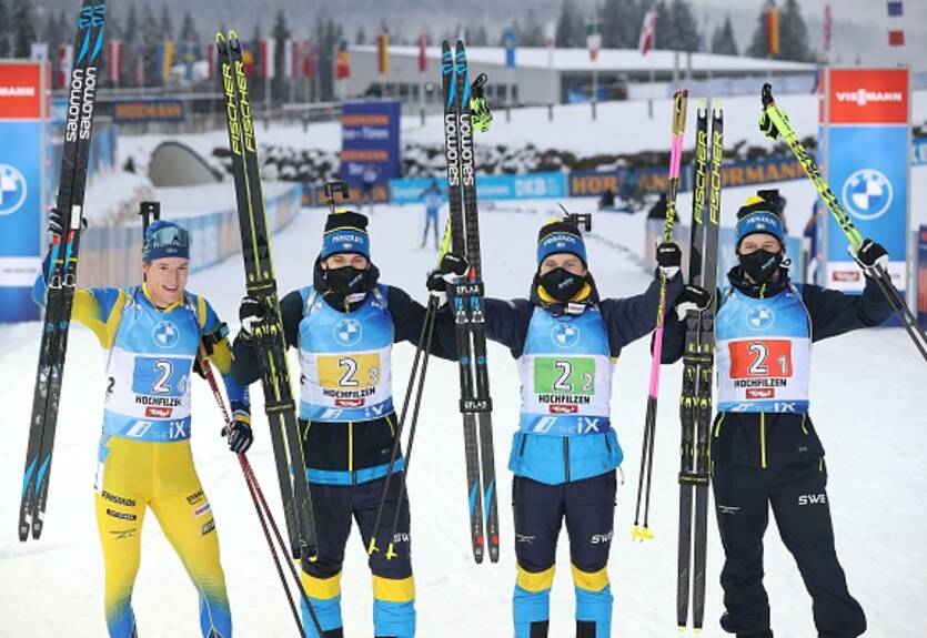 Биатлон: Швеция выиграла эстафету в Хохфильцене, Украина вне топ-10