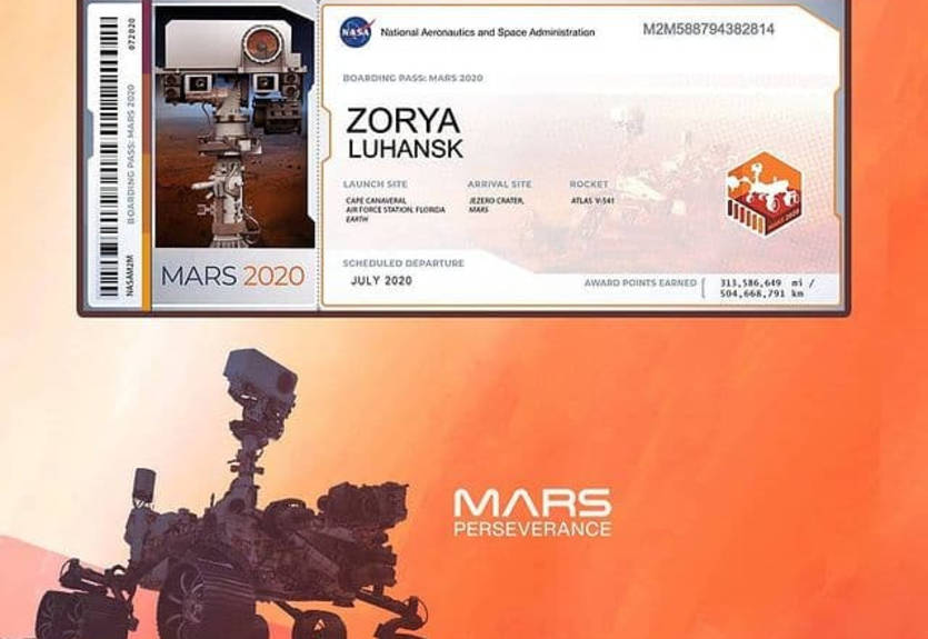 На Марс прибыл именной микрочип с именем луганской Зари