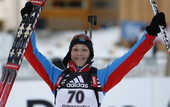 Биатлон. Первая российская победа