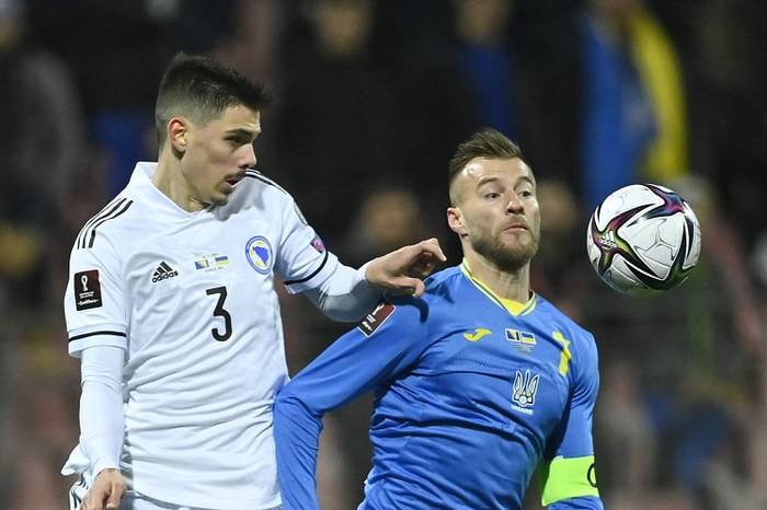 Сборная Украины в матче против Боснии и Герцеговины