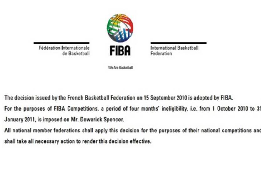 Спенсер был дисквалифицирован с октября