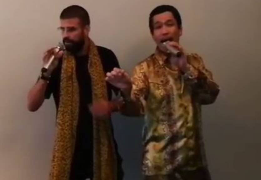 Звезда Барселоны перепел песню Pen-Pineapple-Apple-Pen