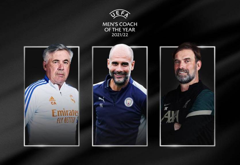 Анчелотти, Клопп и Гвардиола поспорят за приз лучшему тренеру сезона