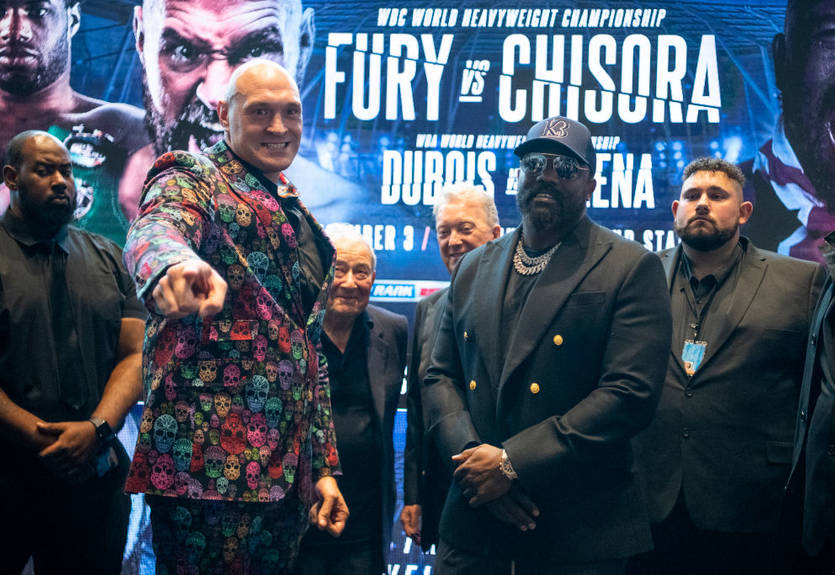 Фьюри и Чисора провели первую битву взглядов перед боем Фьюри и Чисора провели первую битву взглядов перед боем