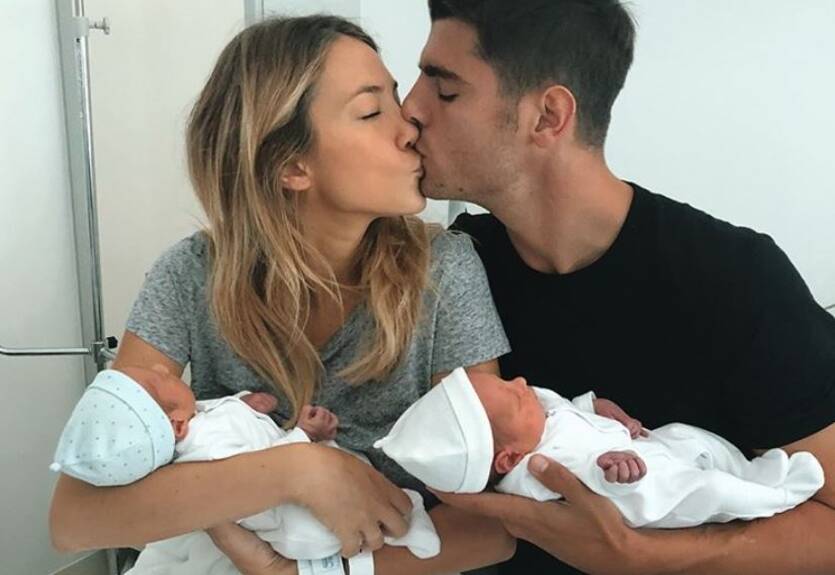 Жена Мораты показала фотографии новорожденных двойняшек