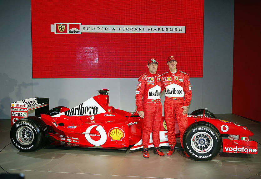 Леклер проїхався на легендарній Феррарі F2003 Шумахера та Баррікелло