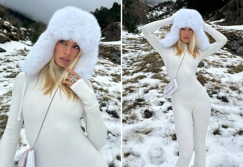 "Белая ведьма": возлюбленная экс-звезды Барселоны взорвала сеть, показав себя в прозрачном зимнем комбинезоне
