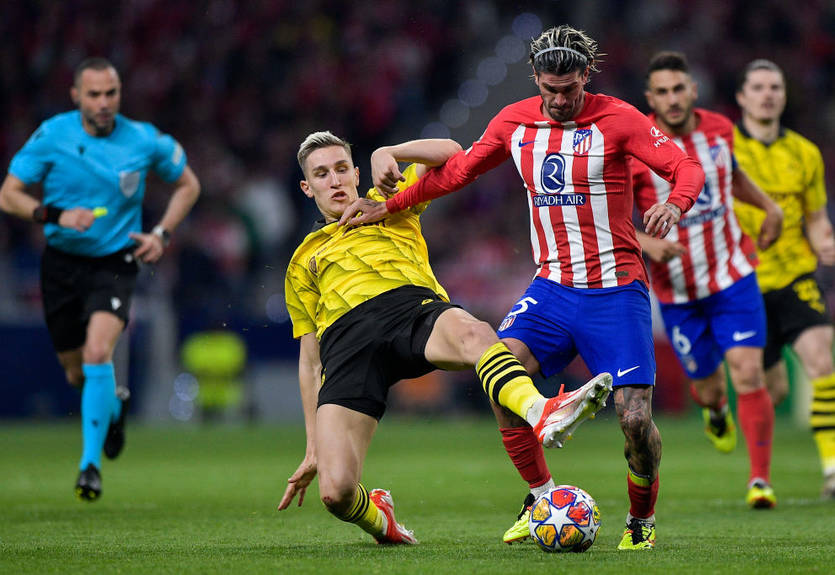 Атлетико в игре с тремя голами переиграл Боруссию в первом матче 1/4 финала Лиги чемпионов