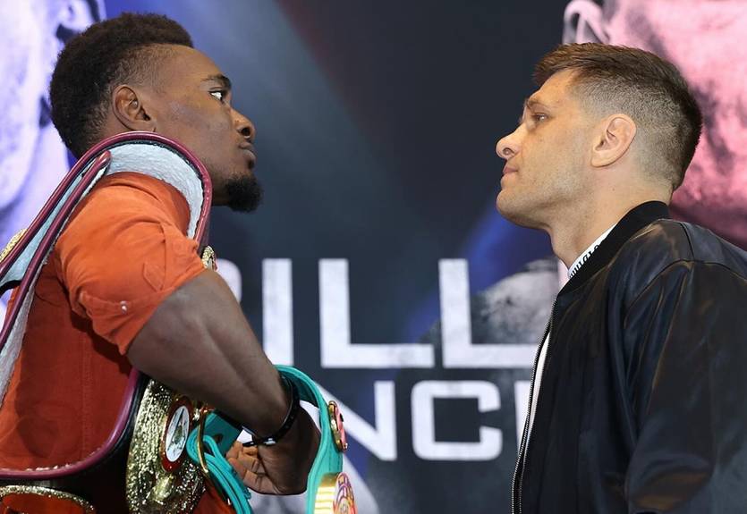 Дерев'янченко та Мбіллі провели дуель поглядів перед боєм Дерев'янченко та Мбіллі провели дуель поглядів перед боєм