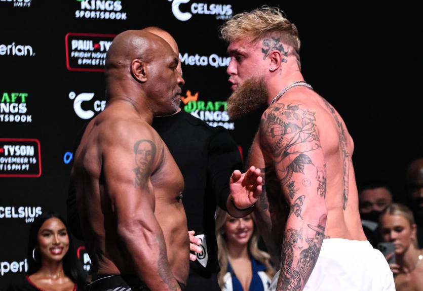 Тайсон дав ляпаса Полу на зважуванні перед поєдинком Тайсон дав ляпаса Полу на зважуванні перед поєдинком