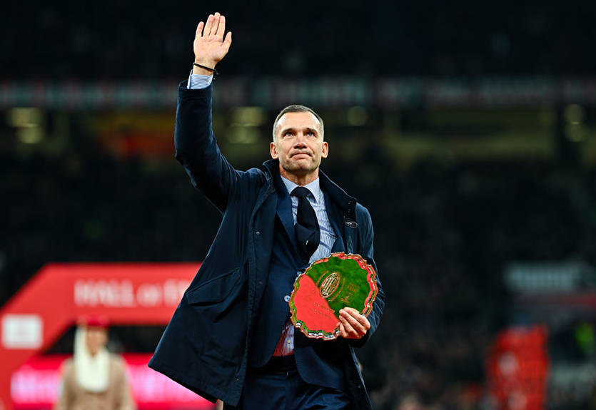 Шевченко официально ввели в зал славы Милана перед матчем с Интером